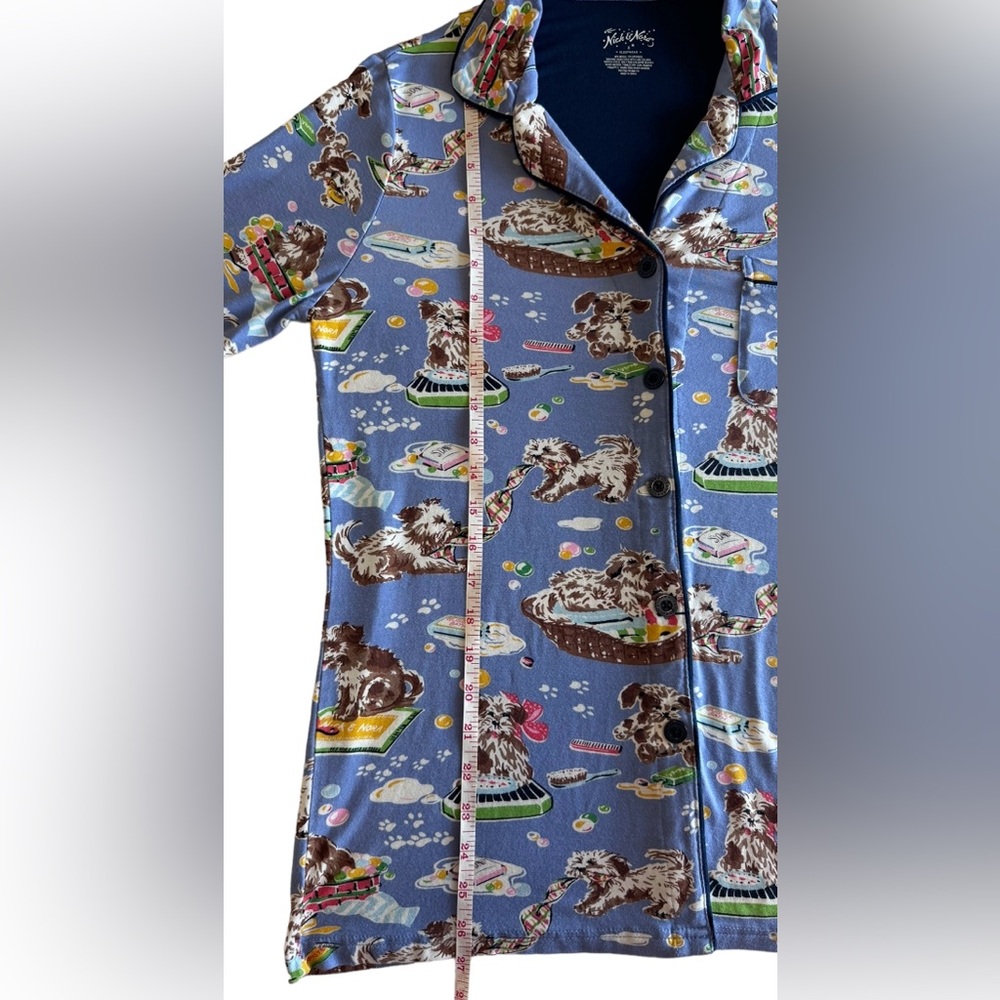 Nick and Nora Pajama Top Dog Grooming Bubble Bath Button Down Size Small - Picture 6 of 10